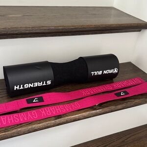 IRON BULL Strength Foam Roller + Pink Gymshark wrist straps